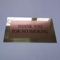Табличка Thank you for no smoking на двойном металле